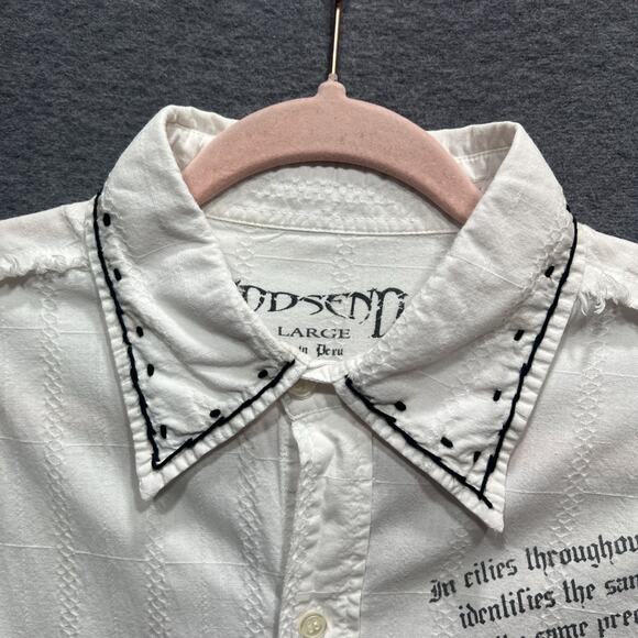 Vintage Godsend Gothic Western Cross Novelty Distressed Shirt White Mens Size L - Picture 7 of 11